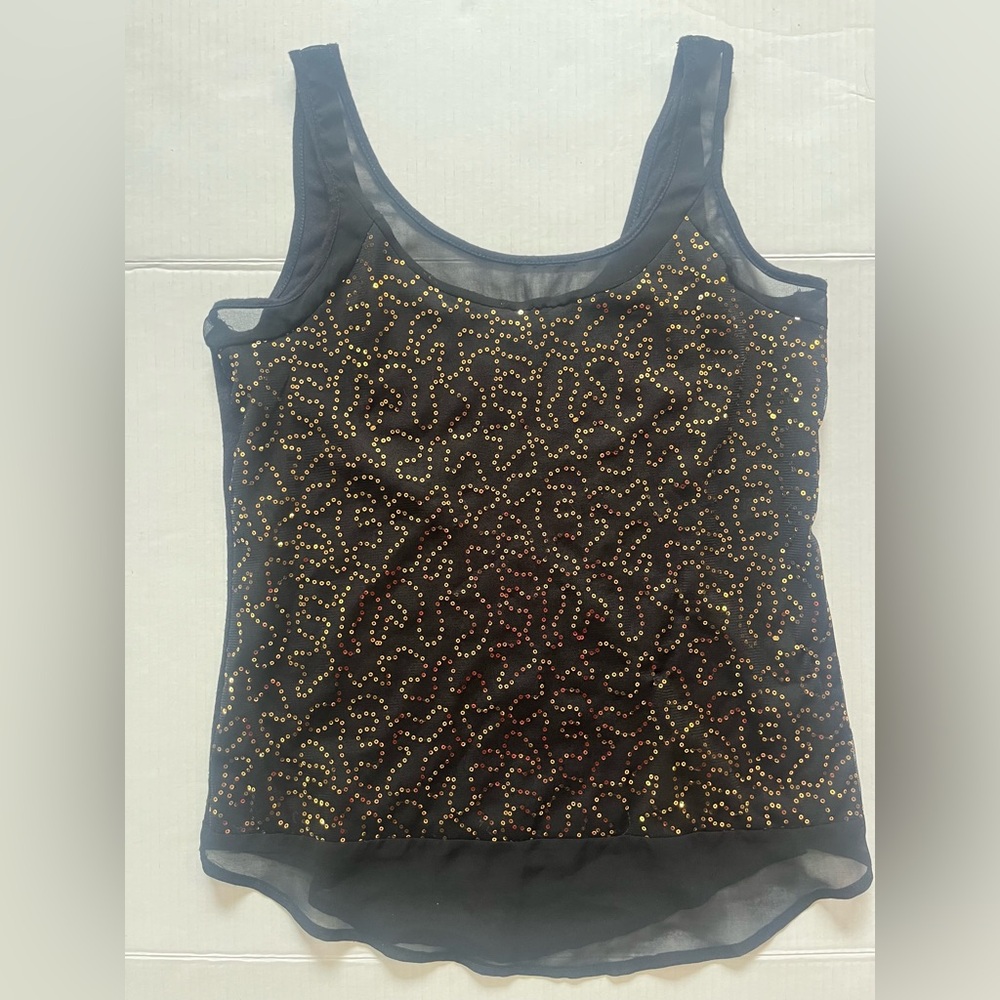 Xhilaration Black Sequined Tank Top